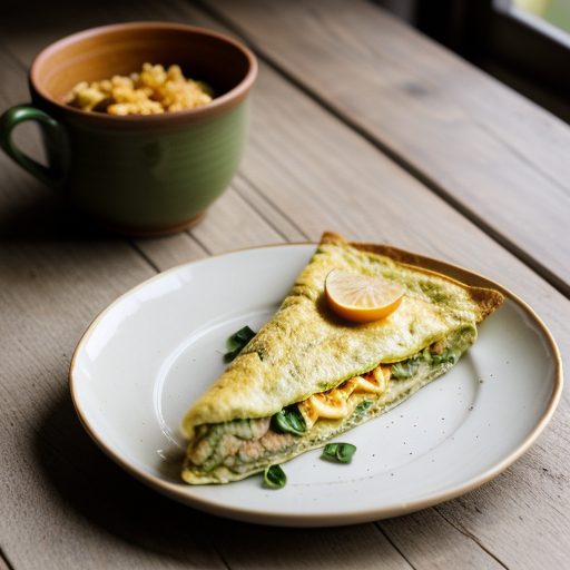 Green Tomato Omelet With Basil recipe image