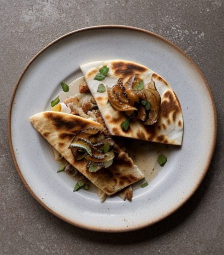 Griddled Quesadillas With Caramelized Onions & Chicken recipe image