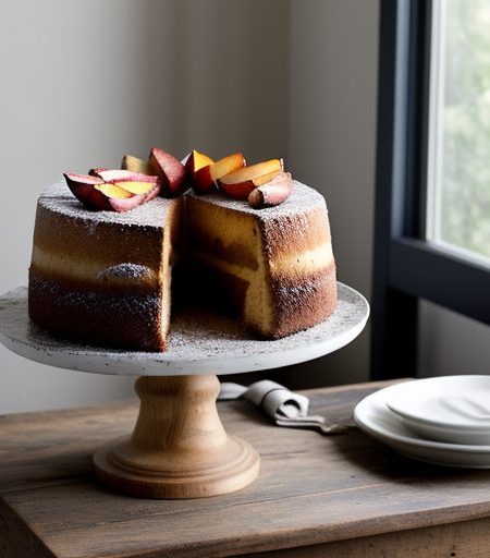 Grilled Angel Food Cake With Nectarines & Blu recipe image