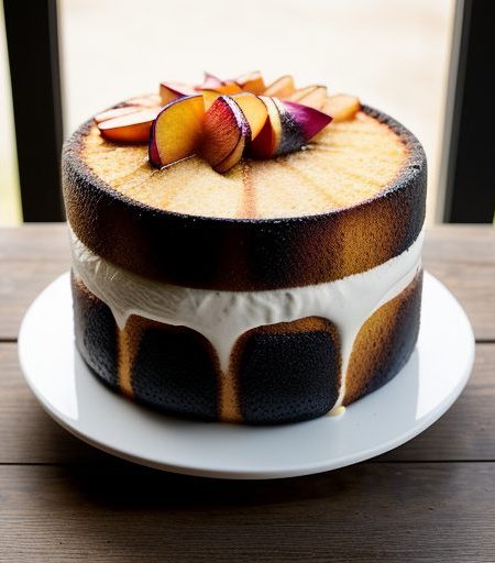 Grilled Angel Food Cake With Nectarines & Blu recipe image