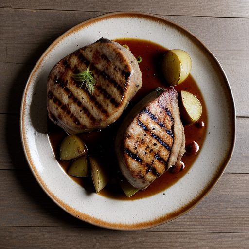 Grilled Apple & Herb Marinated Pork Chops and Potatoes recipe image