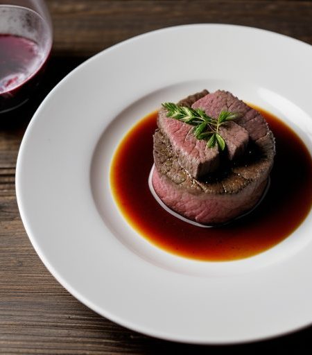 Grilled Beef Tenderloin With Red Wine & Pis recipe image