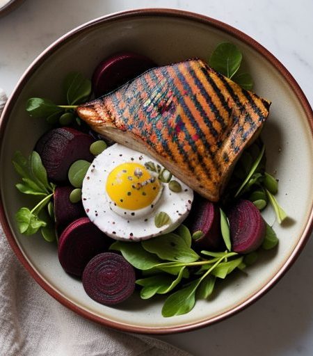 Grilled Beet & Smoked Trout Salad With Chiv recipe image