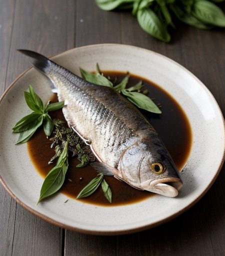 Grilled Bluefish Wrapped in Mammoth Basil Lea recipe image