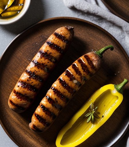Grilled Bratwurst With Peppers and Onions recipe image