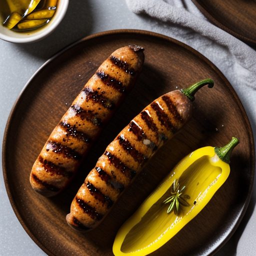Grilled Bratwurst With Peppers and Onions recipe image