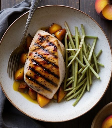 Grilled Chicken Breasts With Peach and Onion Relish - Bon recipe image
