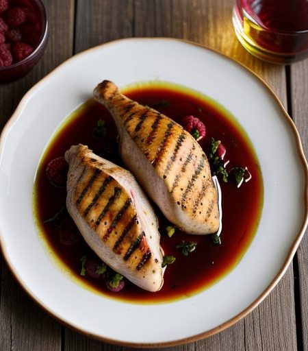 Grilled Chicken Breasts in Raspberry Vinegar M recipe image