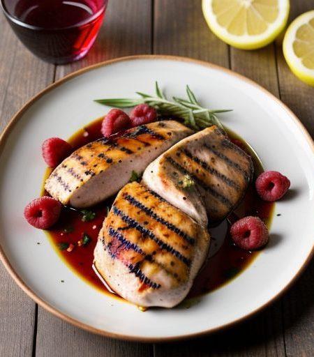 Grilled Chicken Breasts in Raspberry Vinegar Marin recipe image