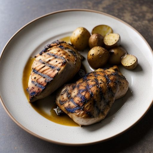 Grilled Chicken, New Potato, Roasted Garlic and Fresh Thy recipe image