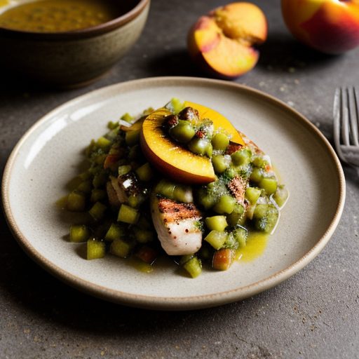 Grilled Chicken With Peach and Green Chili Salsa recipe image