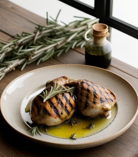 Grilled Cornish Hens With Rosemary Vinaigrett recipe image