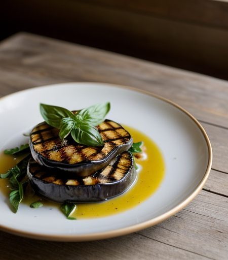 Grilled Eggplant & Basil Vinaigrette recipe image