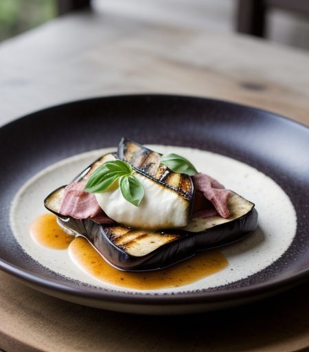 Grilled Eggplant, Proscuitto and Mozzarella Cheese Roulad recipe image