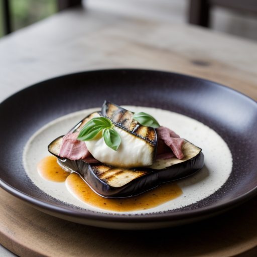 Grilled Eggplant, Proscuitto and Mozzarella Cheese Roulad recipe image