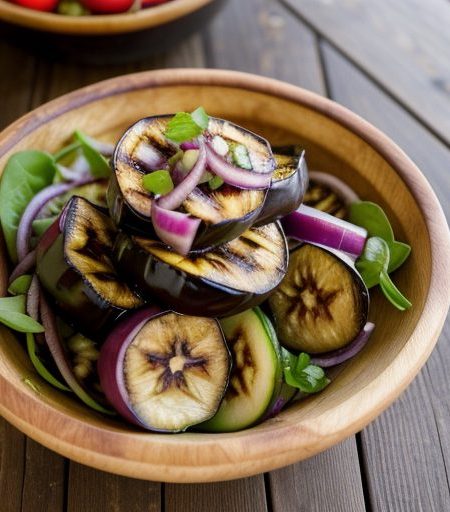 Grilled Eggplant Salad With Onion & Cucumbe recipe image
