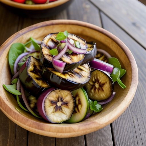 Grilled Eggplant Salad With Onion & Cucumbe recipe image