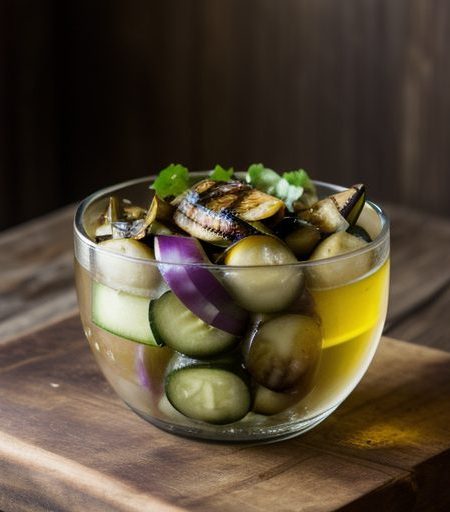 Grilled Eggplant Salad With Onion and Cucumber recipe image
