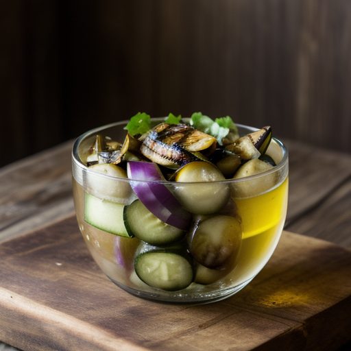 Grilled Eggplant Salad With Onion and Cucumber recipe image