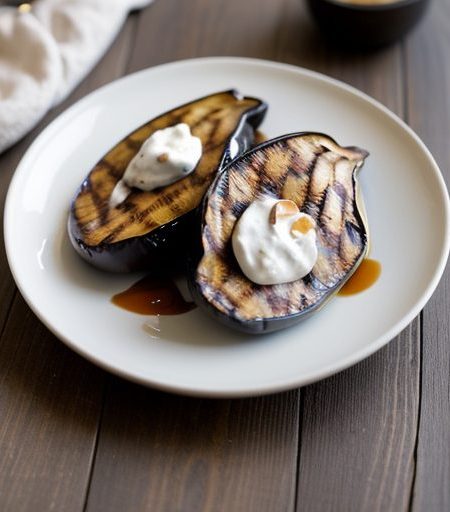 Grilled Eggplant With Almond~ Yogurt & Cori recipe image
