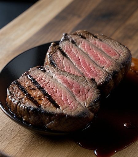 Grilled Filet Mignon W/ Blackened Tomato & Oregano Sauce- recipe image