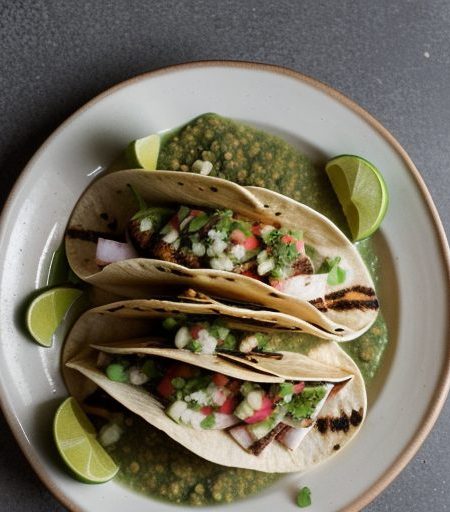 Grilled Fish Tacos With Green Salsa recipe image