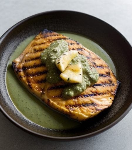 Grilled Fish W/Pineapple-Cilantro Sauce recipe image