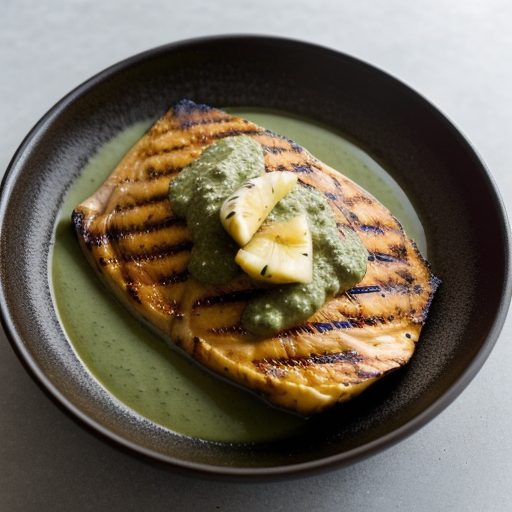 Grilled Fish W/Pineapple-Cilantro Sauce recipe image