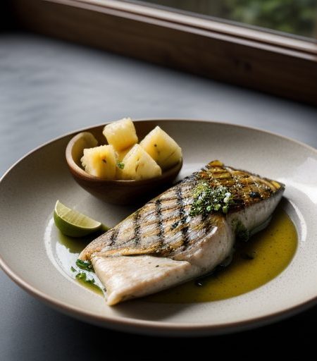 Grilled Fish W/Pineapple-Cilantro Sauce recipe image