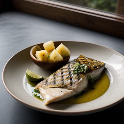 Grilled Fish W/Pineapple-Cilantro Sauce recipe image