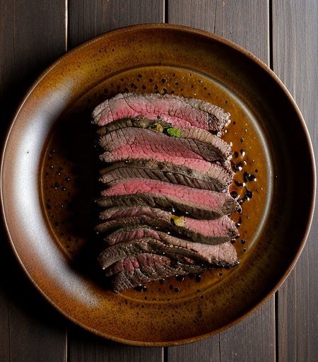Grilled Flank Steak With Pecans~ Black Beans recipe image