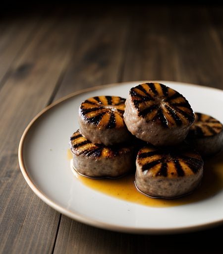 Grilled Game Sausage Crepinettes With Wilted recipe image