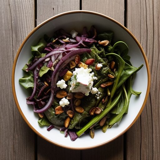 Grilled Greens & Red Onion Salad W/ Goat Cheese - Bon App recipe image