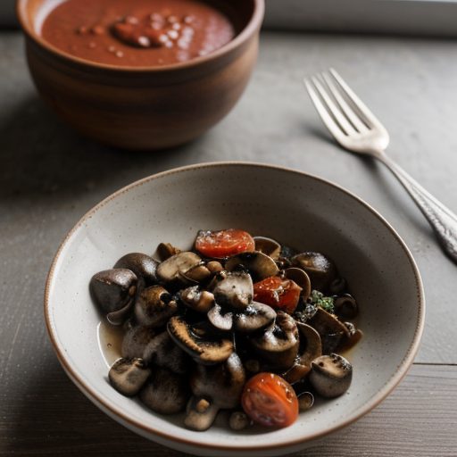 Grilled Herbed Mushrooms in Cold Tomato Dressing recipe image