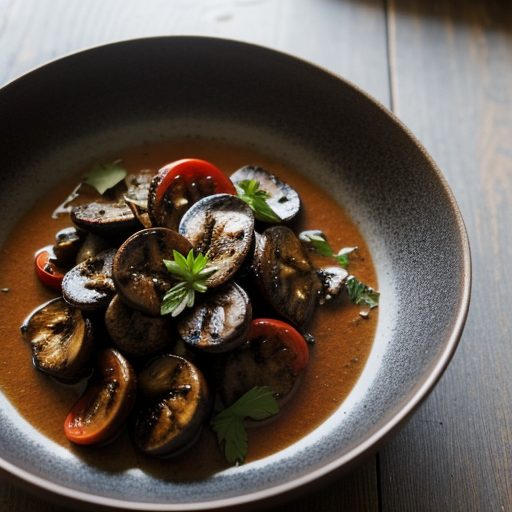 Grilled Herbed Mushrooms in Cold Tomato Dressing recipe image