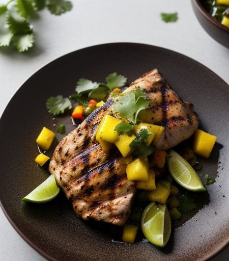Grilled Jerk Chicken With Mango Cilantro Salsa recipe image