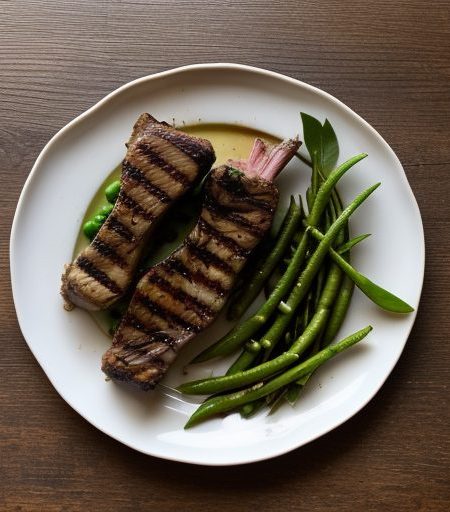Grilled Lamb Cutlets With Pea-Pod & Basil Pur recipe image
