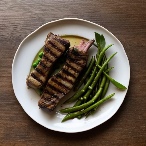 Grilled Lamb Cutlets With Pea-Pod & Basil Pur recipe image