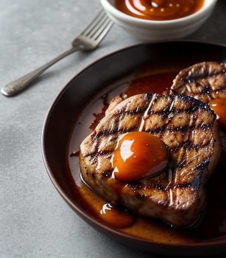 Grilled Marinated Pork Chops With Habanero Cherry Sauce recipe image