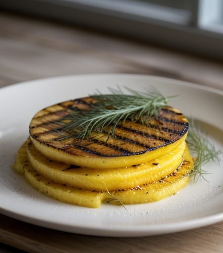 Grilled Polenta With Apples~ Fennel~ & Gorg recipe image