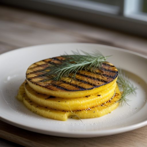 Grilled Polenta With Apples~ Fennel~ & Gorg recipe image