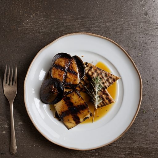 Grilled Portobello Mushrooms With Mushroom Ravioli & Foie recipe image