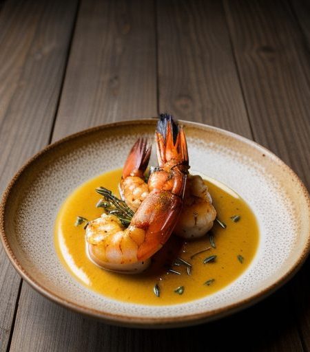 Grilled Prawn W/Tequila & Nectarine Cream Sauce recipe image
