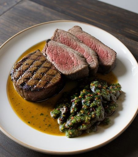 Grilled Ribeye With Chimichurri and Red Chile Mustard recipe image