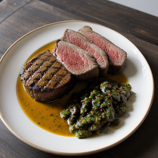 Grilled Ribeye With Chimichurri and Red Chile Mustard recipe image