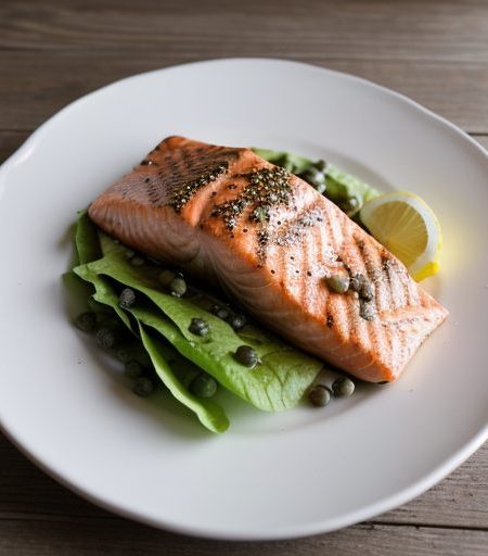 Grilled Salmon Fillets in Lettuce With Mustar recipe image