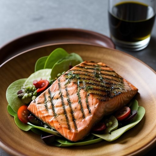 Grilled Salmon Salad W/ Vegetable & Balsamic Dressing - B recipe image