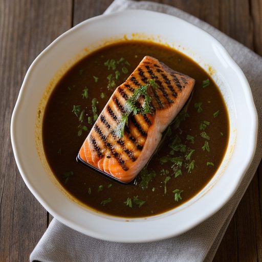 Grilled Salmon Steaks in Sauce recipe image