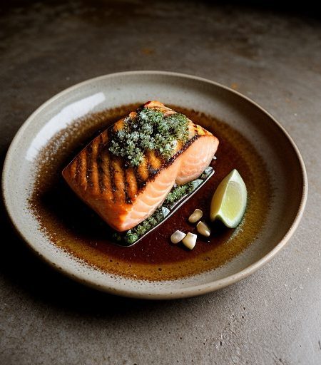 Grilled Salmon W/ Roasted White Corn Salsa & recipe image