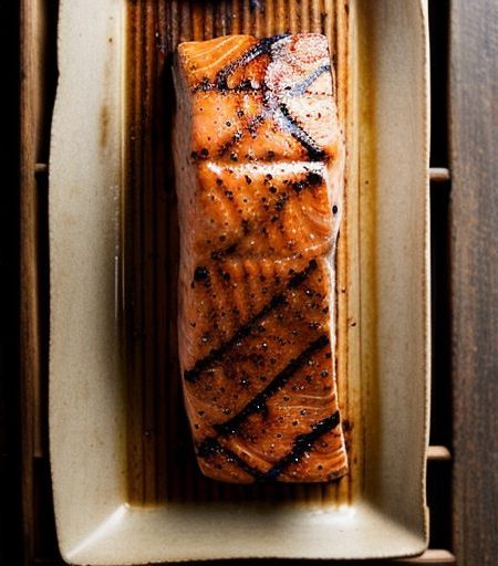 Grilled Salmon With Coffee Barbecue Sauce recipe image